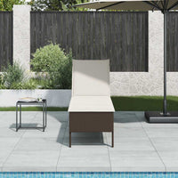 vidaXL Lettino Prendisole con Cuscino Marrone 55x200x44 cm Polyrattan