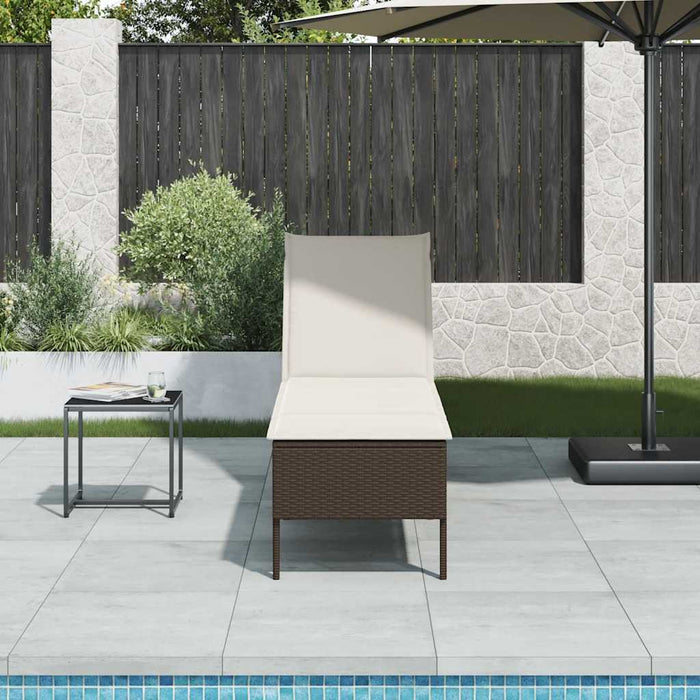 vidaXL Lettino Prendisole con Cuscino Marrone 55x200x44 cm Polyrattan