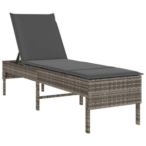 vidaXL Lettino Prendisole con Cuscino Grigio 55x200x44cm in Polyrattan