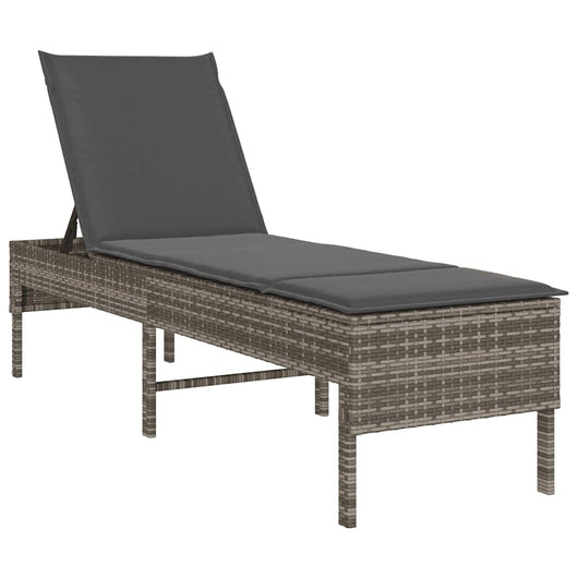 vidaXL Lettino Prendisole con Cuscino Grigio 55x200x44cm in Polyrattan