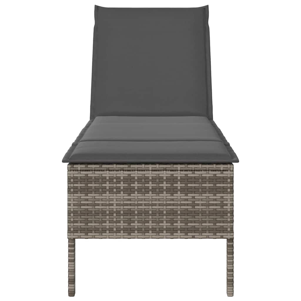 vidaXL Lettino Prendisole con Cuscino Grigio 55x200x44cm in Polyrattan