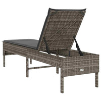 vidaXL Lettino Prendisole con Cuscino Grigio 55x200x44cm in Polyrattan