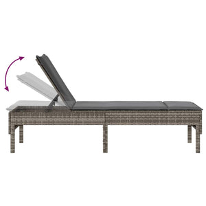 vidaXL Lettino Prendisole con Cuscino Grigio 55x200x44cm in Polyrattan