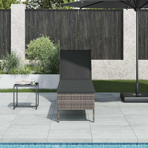 vidaXL Lettino Prendisole con Cuscino Grigio 55x200x44cm in Polyrattan