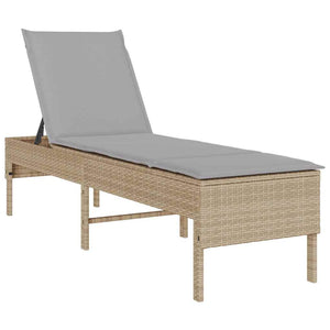 vidaXL Lettino Prendisole con Cuscini Beige 55x200x44 cm in Polyrattan