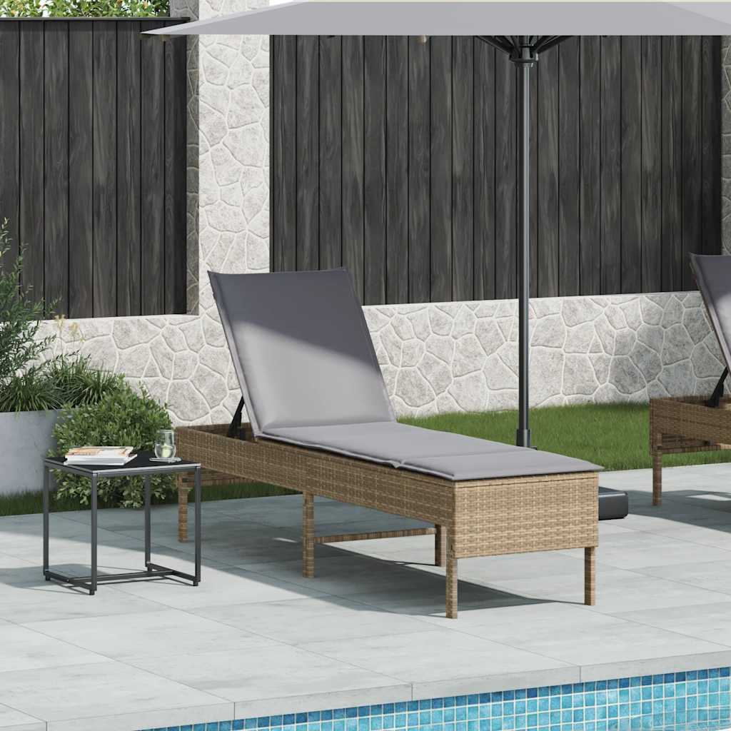 vidaXL Lettino Prendisole con Cuscini Beige 55x200x44 cm in Polyrattan