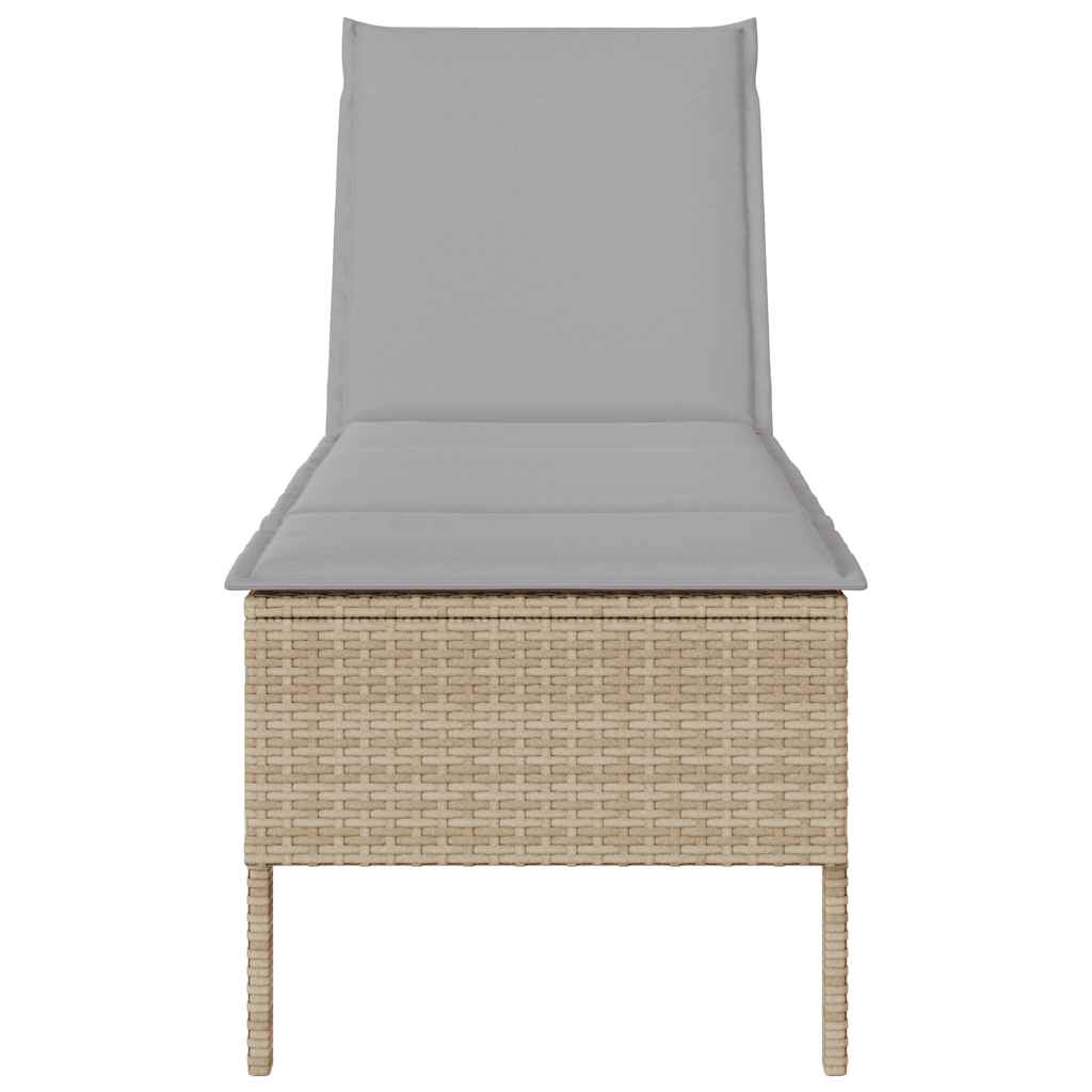 vidaXL Lettino Prendisole con Cuscini Beige 55x200x44 cm in Polyrattan