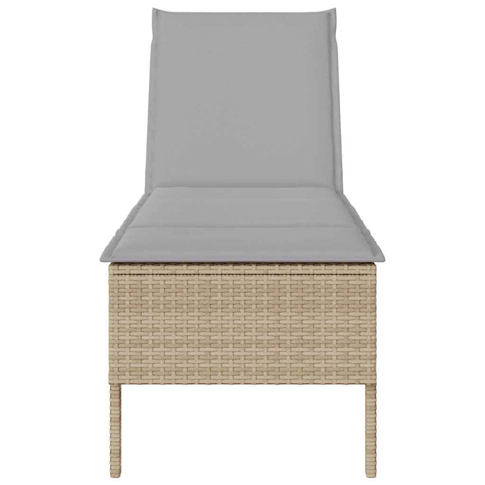 vidaXL Lettino Prendisole con Cuscini Beige 55x200x44 cm in Polyrattan