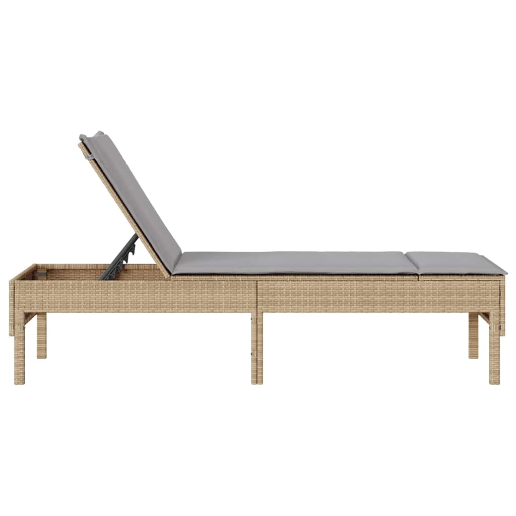 vidaXL Lettino Prendisole con Cuscini Beige 55x200x44 cm in Polyrattan