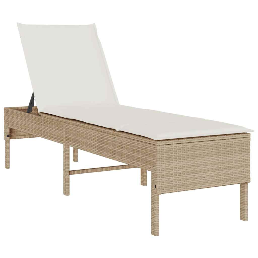 Lettino Prendisole con Cuscini Beige 55x200x44 cm in Polyrattan 4104104