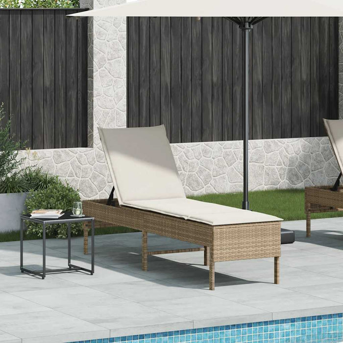 Lettino Prendisole con Cuscini Beige 55x200x44 cm in Polyrattan 4104104