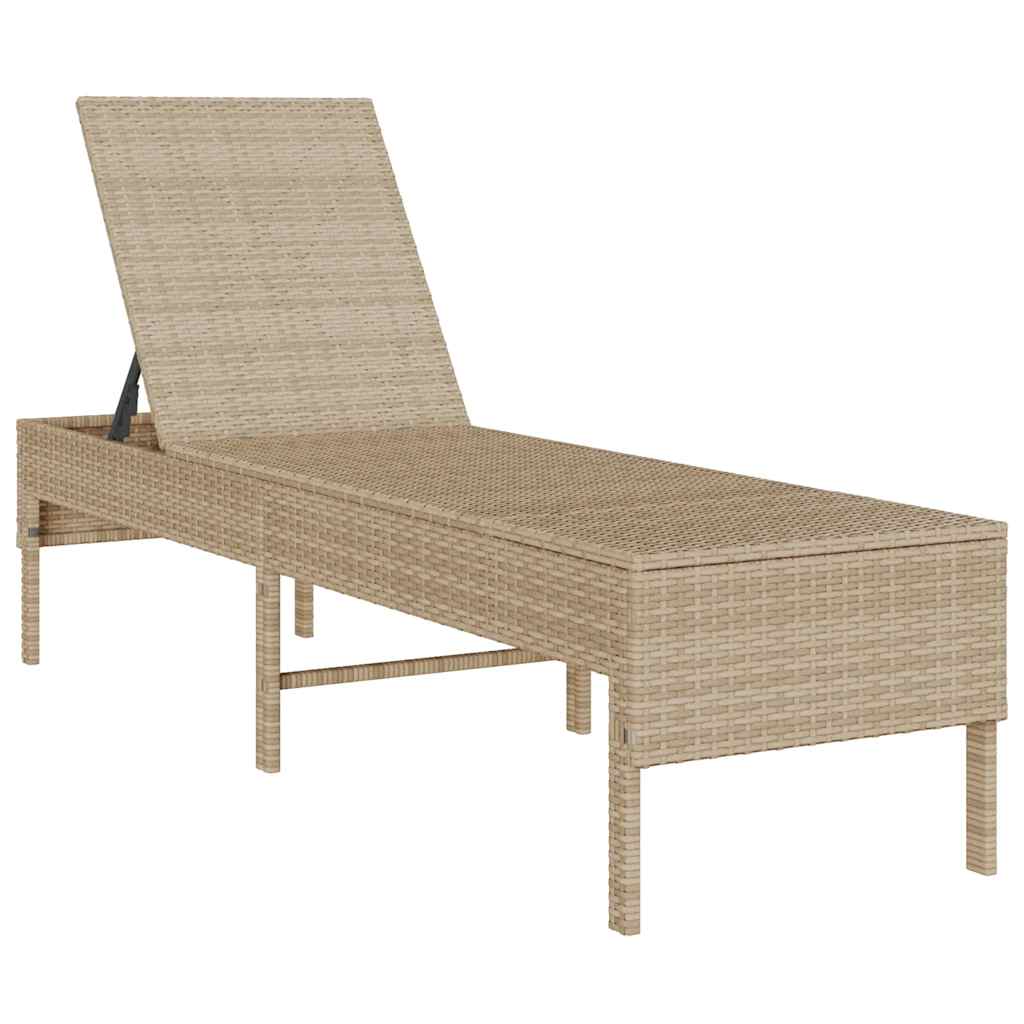 Lettino Prendisole con Cuscini Beige 55x200x44 cm in Polyrattan 4104104