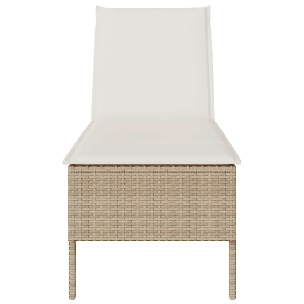 Lettino Prendisole con Cuscini Beige 55x200x44 cm in Polyrattan