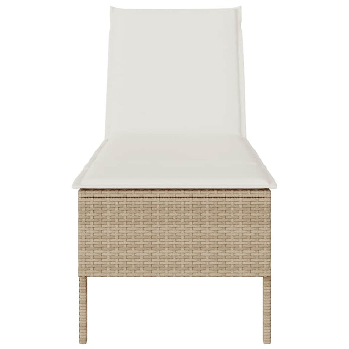 Lettino Prendisole con Cuscini Beige 55x200x44 cm in Polyrattan