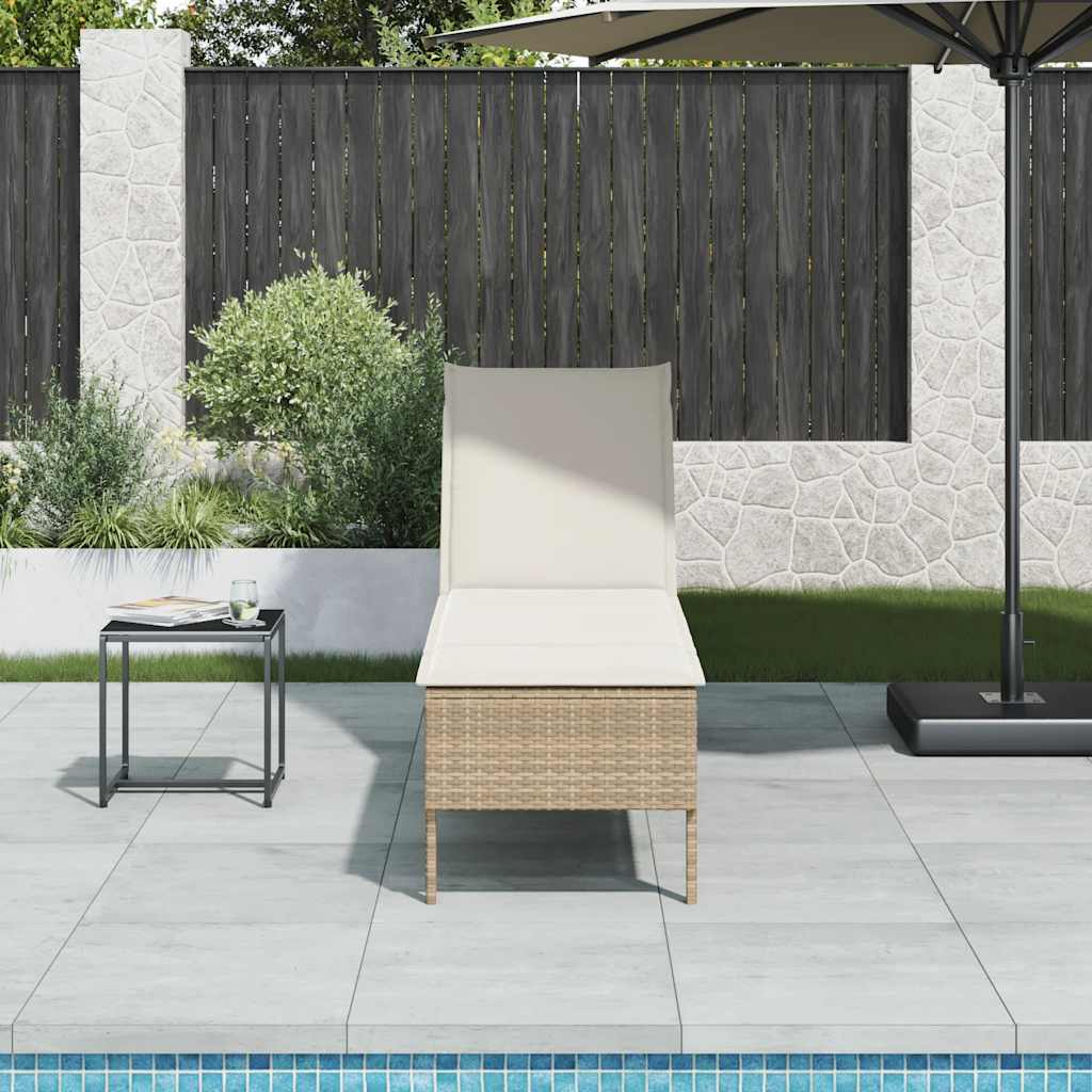 Lettino Prendisole con Cuscini Beige 55x200x44 cm in Polyrattan 4104104