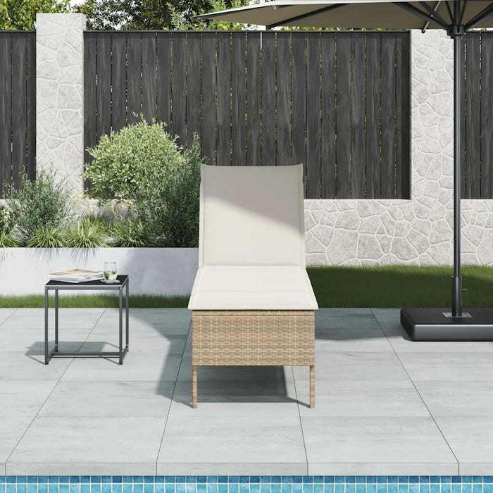 Lettino Prendisole con Cuscini Beige 55x200x44 cm in Polyrattan 4104104