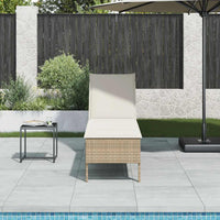 Lettino Prendisole con Cuscini Beige 55x200x44 cm in Polyrattan
