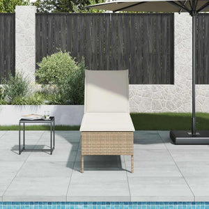 Lettino Prendisole con Cuscini Beige 55x200x44 cm in Polyrattan
