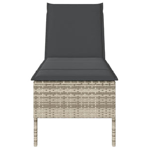 Lettino Prendisole con Cuscino Grigio Chiaro 55x200x44 cm