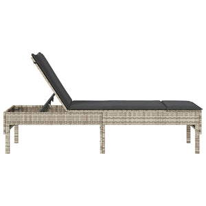 Lettino Prendisole con Cuscino Grigio Chiaro 55x200x44 cm