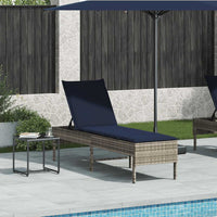 Lettino Prendisole con Cuscino Grigio 55x200x44cm in Polyrattan