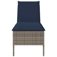 Lettino Prendisole con Cuscino Grigio 55x200x44cm in Polyrattan