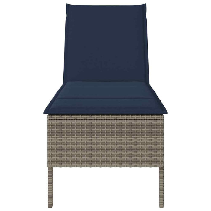 Lettino Prendisole con Cuscino Grigio 55x200x44cm in Polyrattan