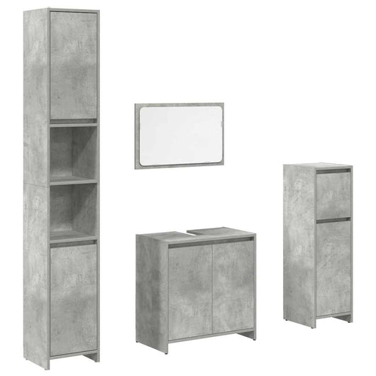 Set Mobili da Bagno 4 pz Grigio Cemento in Legno Multistrato 3324849