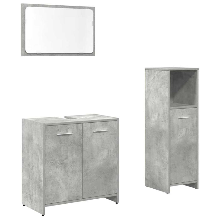 Set Mobili da Bagno 3 pz Grigio Cemento in Legno Multistrato 3324851