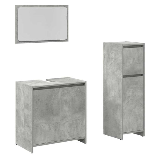 Set Mobili da Bagno 3 pz Grigio Cemento in Legno Multistrato 3324852
