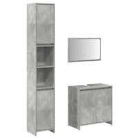 Set Mobili da Bagno 3 pz Grigio Cemento in Legno Multistrato 3324853