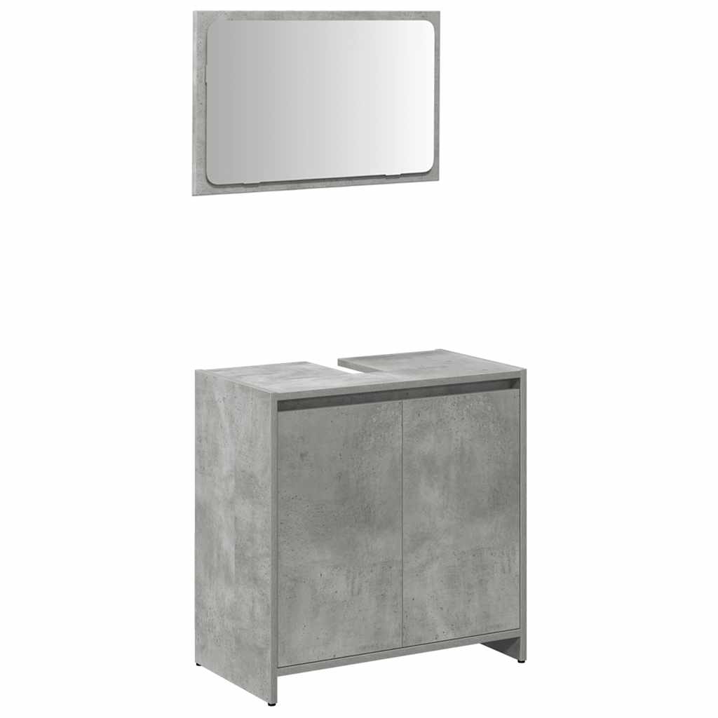 Set Mobili da Bagno 3 pz Grigio Cemento in Legno Multistrato 3324853