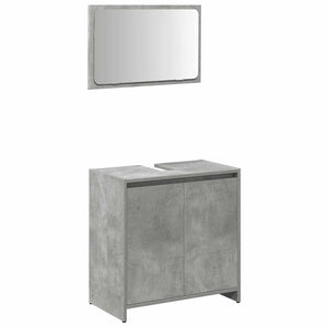 Set Mobili da Bagno 3 pz Grigio Cemento in Legno Multistrato 3324853