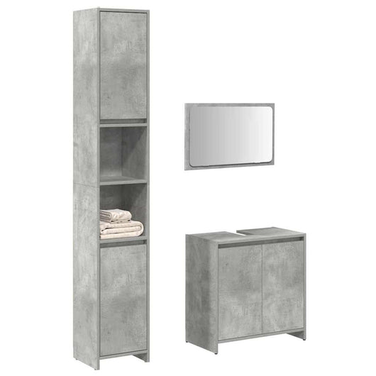 Set Mobili da Bagno 3 pz Grigio Cemento in Legno Multistrato 3324853