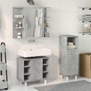vidaXL Set Mobili da Bagno 3 pz Grigio Cemento in Legno Multistrato