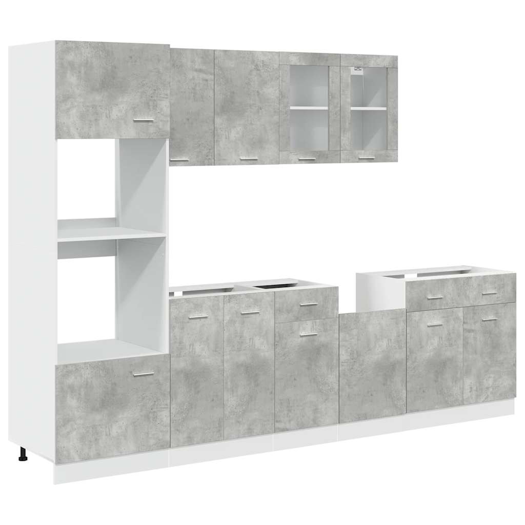 vidaXL Set Mobili da Bagno 7 pz “Lyon” Grigio Cemento