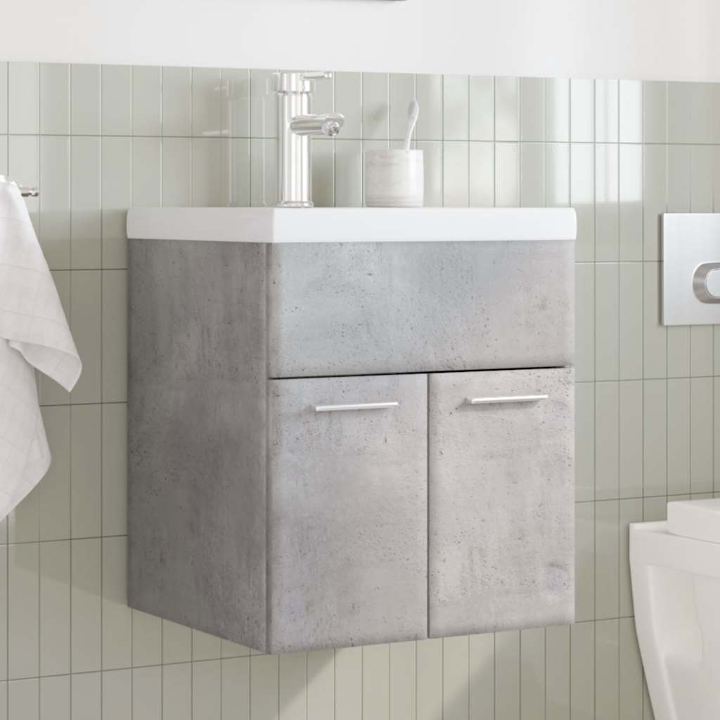 Set Mobili da Bagno 2 pz Grigio Cemento in Legno Multistrato 3324857