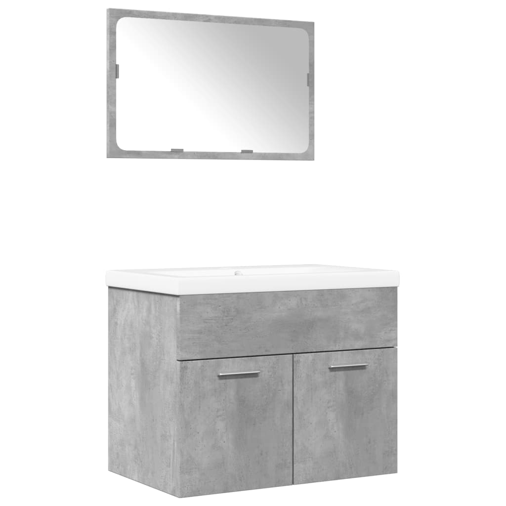 vidaXL Set Mobili da Bagno 3 pz Grigio Cemento in Legno Multistrato