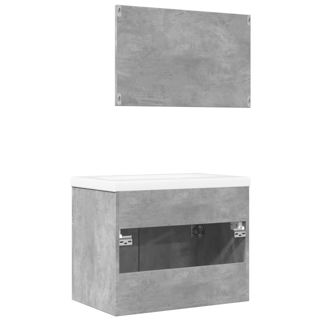Set Mobili da Bagno 3 pz Grigio Cemento in Legno Multistrato 3324862