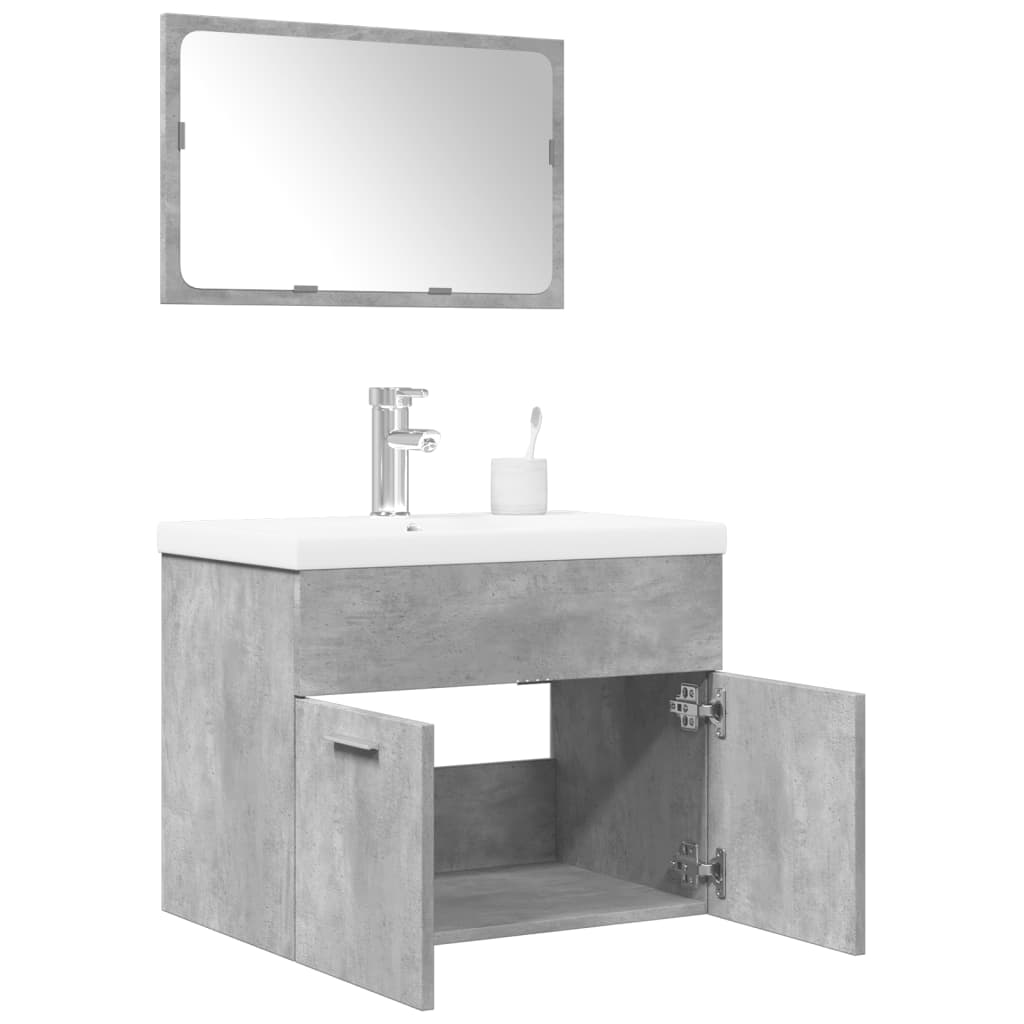 vidaXL Set Mobili da Bagno 3 pz Grigio Cemento in Legno Multistrato