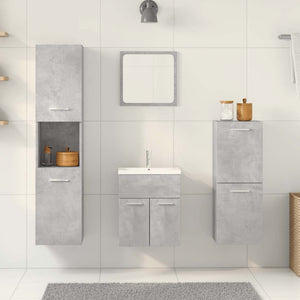 Set Mobili da Bagno 4 pz Grigio Cemento in Legno Multistrato 3324864