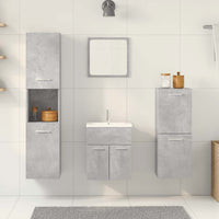 Set Mobili da Bagno 4 pz Grigio Cemento in Legno Multistrato