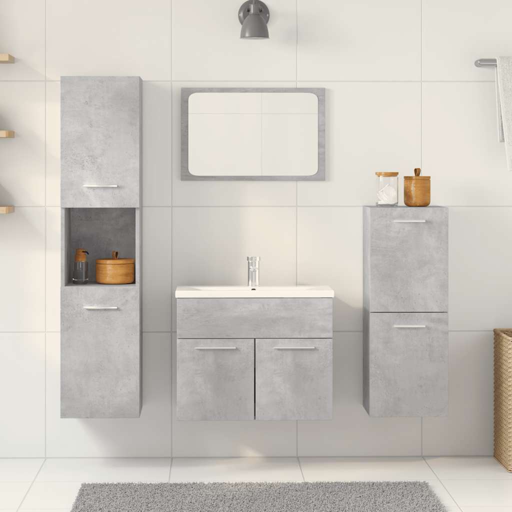 Set Mobili da Bagno 4 pz Grigio Cemento in Legno Multistrato 3324865