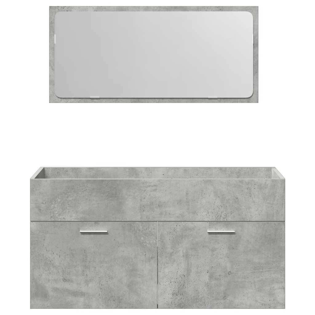 Set Mobili da Bagno 4 pz Grigio Cemento in Legno Multistrato