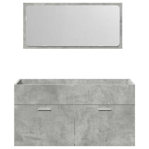 Set Mobili da Bagno 4 pz Grigio Cemento in Legno Multistrato