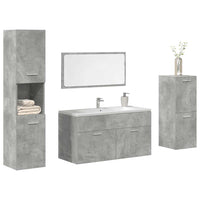 Set Mobili da Bagno 4 pz Grigio Cemento in Legno Multistrato