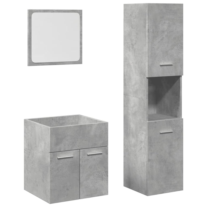 Set Mobili da Bagno 3 pz Grigio Cemento in Legno Multistrato 3324867