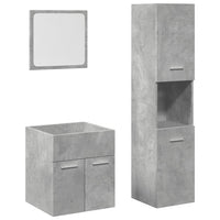 Set Mobili da Bagno 3 pz Grigio Cemento in Legno Multistrato