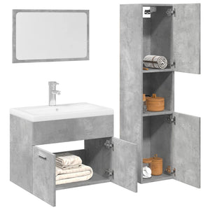 vidaXL Set Mobili da Bagno 3 pz Grigio Cemento in Legno Multistrato