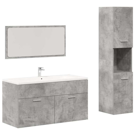 vidaXL Set Mobili da Bagno 3 pz Grigio Cemento in Legno Multistrato
